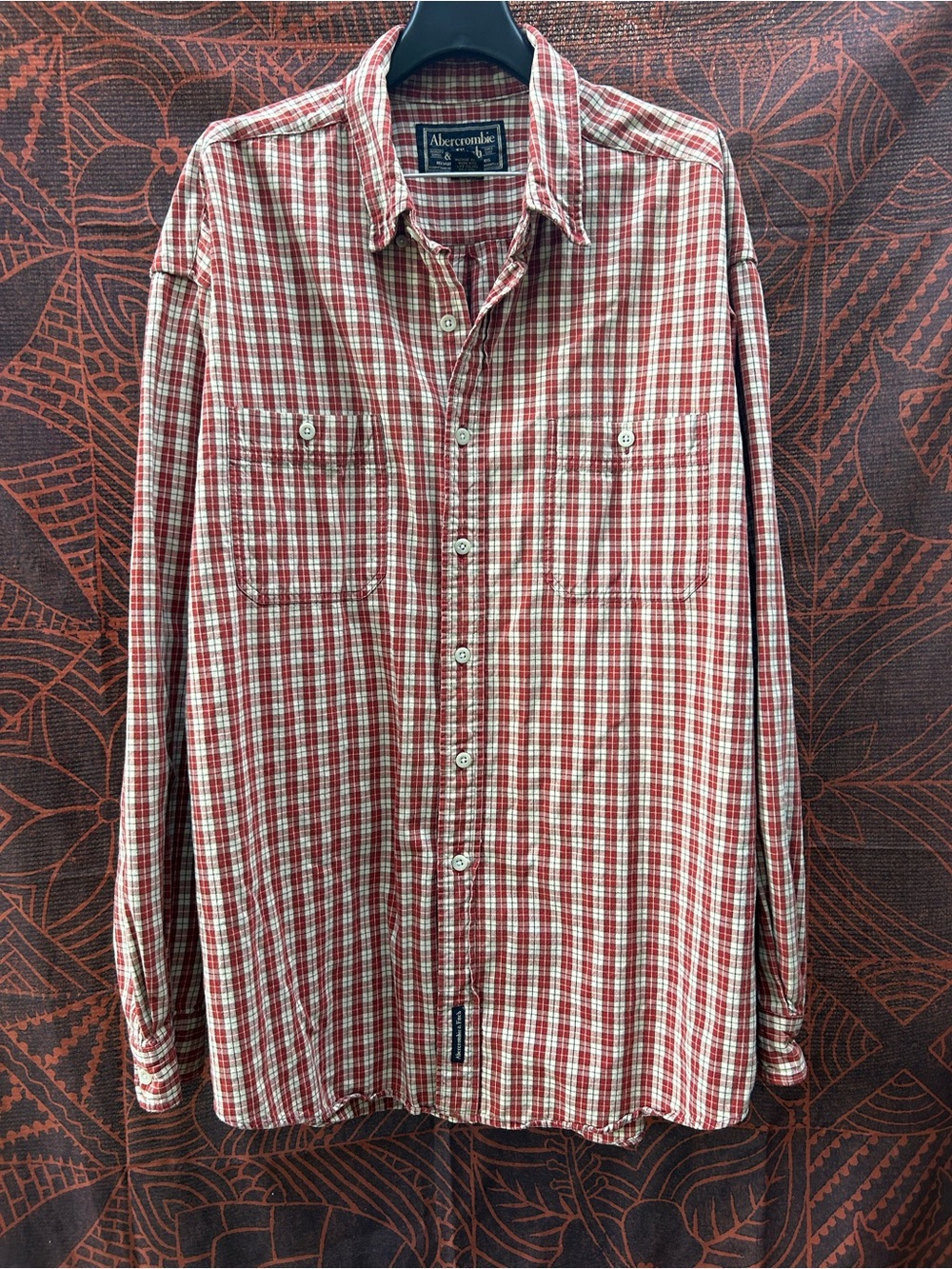 Abercrombie & Fitch Red and White Plaid Button-Down Shirt
